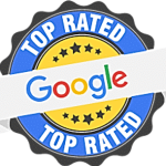 Top Rated Google Tree Services Company badge.